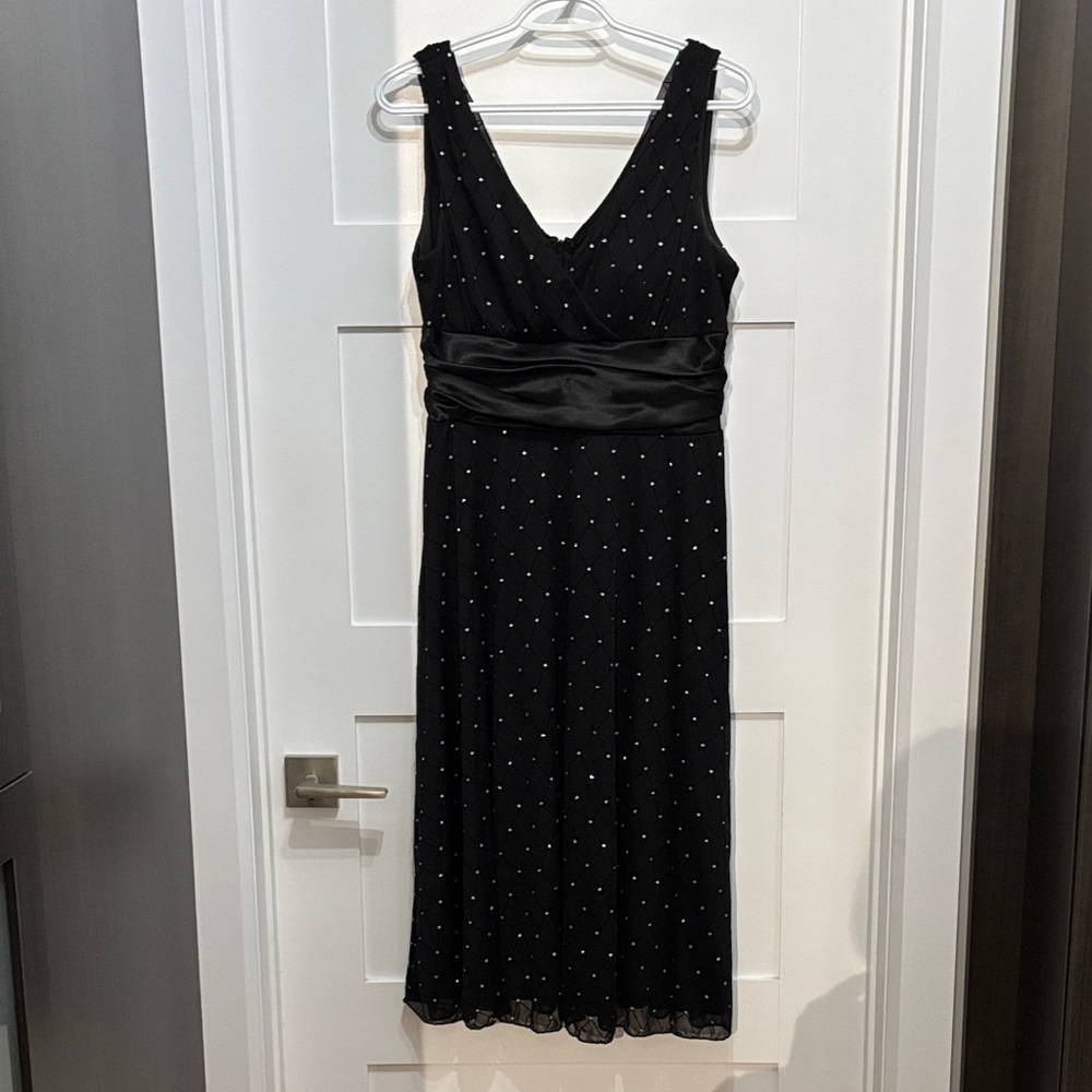Jessica Black Midi Dress with Silver Accents